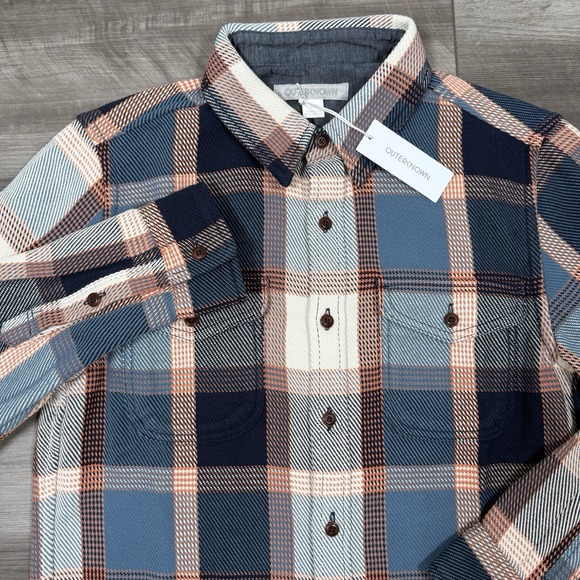 Outerknown Blanket Shirt Men's SZ Small Blue Plaid Organic Cotton Heavy NEW $168 - Picture 1 of 7